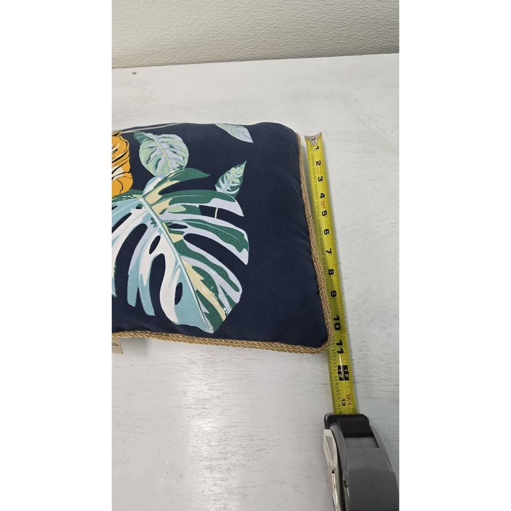 Tiger Lumbar Pillow Allen + Roth Blue Tropical Palm Leaf Jungle Print - Picture 5 of 5